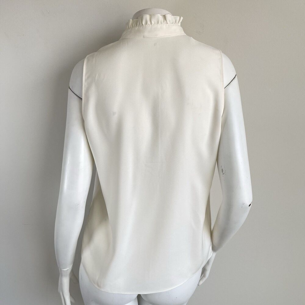 NWT J.Crew Ruffle Trim Crepe Coquette Preppy Career Office Top Blouse 2 Ivory - Picture 5 of 11